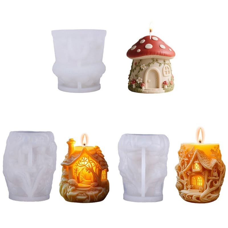 DIY 3D Fairy Tale Forest Cabin Candle Building Silicone Mold Creative Treehouse Aromatherapy Candle Silicone Mold