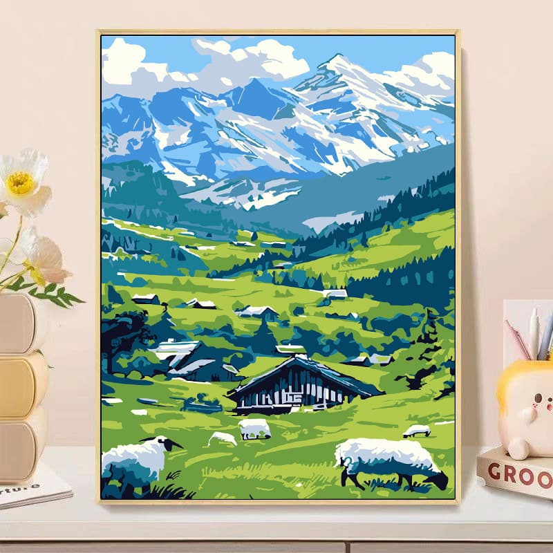Landscape digital oil painting diy filled oil paint hand-painted landscape decompression coloring flower decorative painting healing coloring