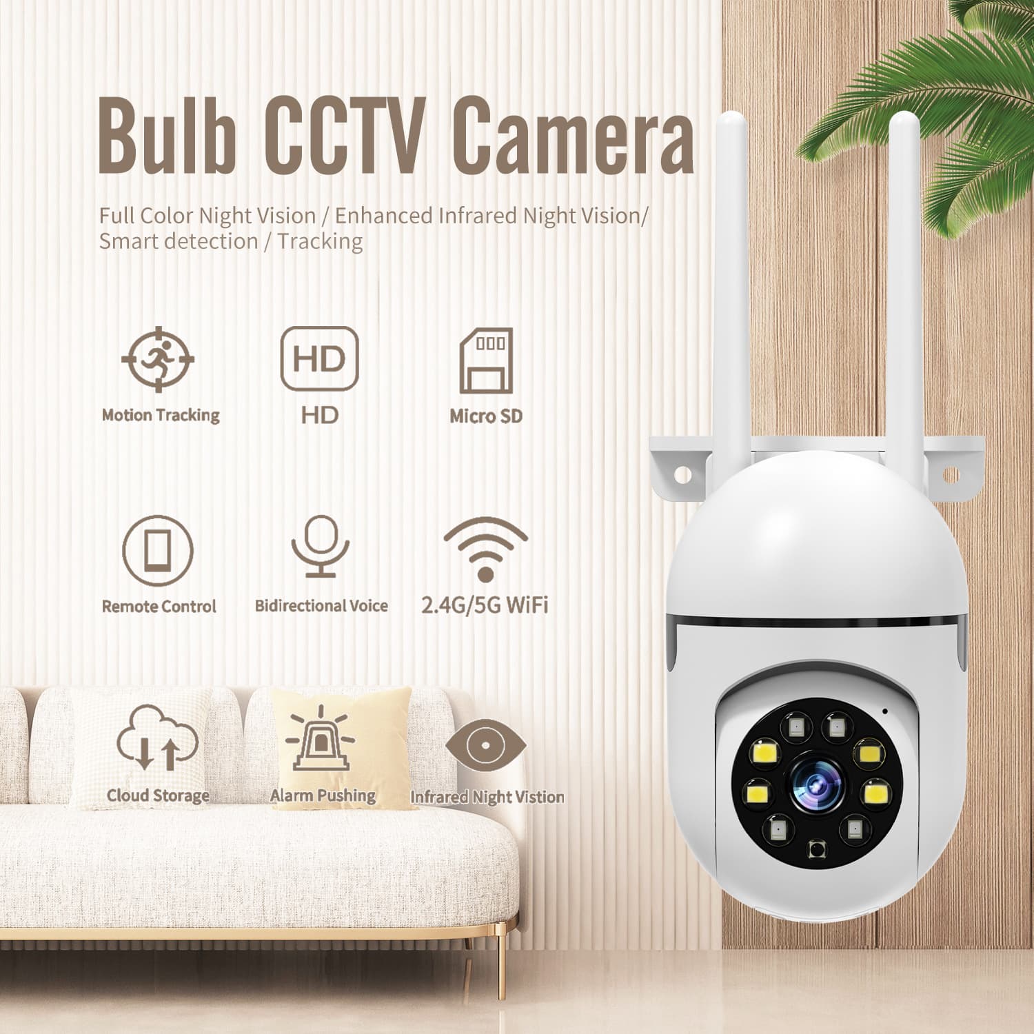 Home dual-band wireless WiFi camera, mobile phone remote monitoring device, indoor 360-degree high-definition voice intercom camera