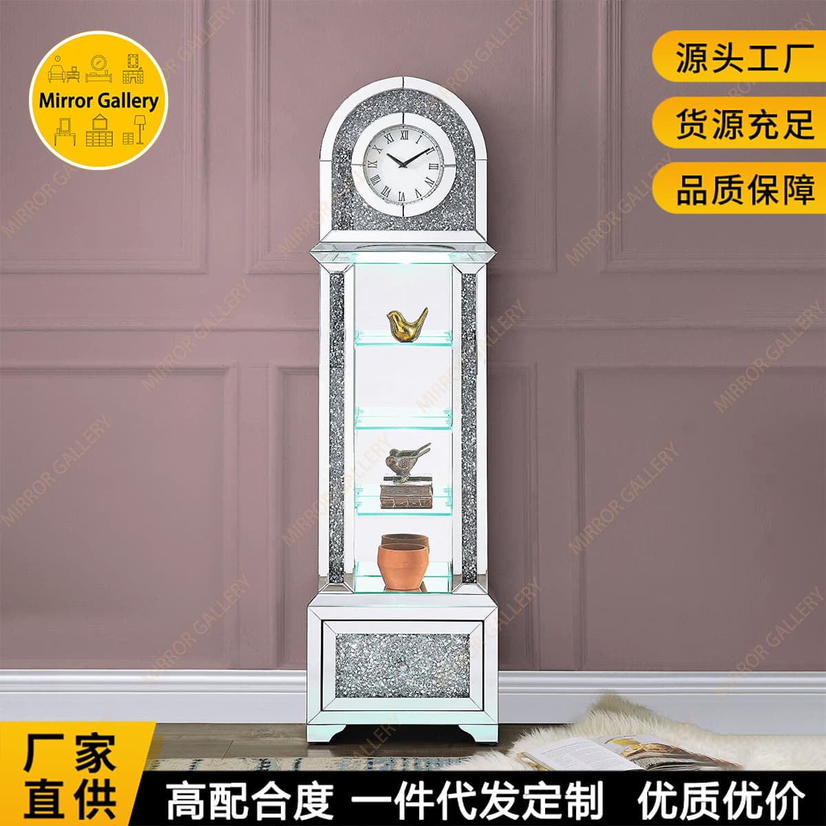 Hot Selling Grandfather Clock with Diamond Inlay Modern Nordic Floor Clock Cross-Border New Model Factory Wholesale