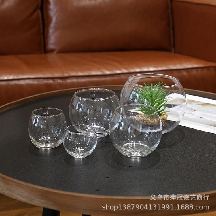 Micro landscape round spherical transparent living room ecological glass flowerpot small goldfish turtle jar wholesale hydroponic vase wholesale