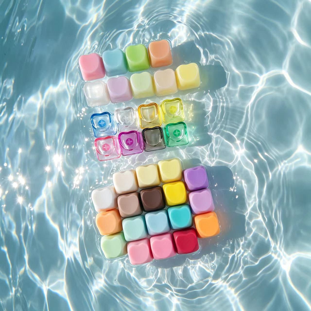 PBT matte small heart keycap pc glossy flesh color PC transparent mechanical keyboard cross chrysanthemum keycap