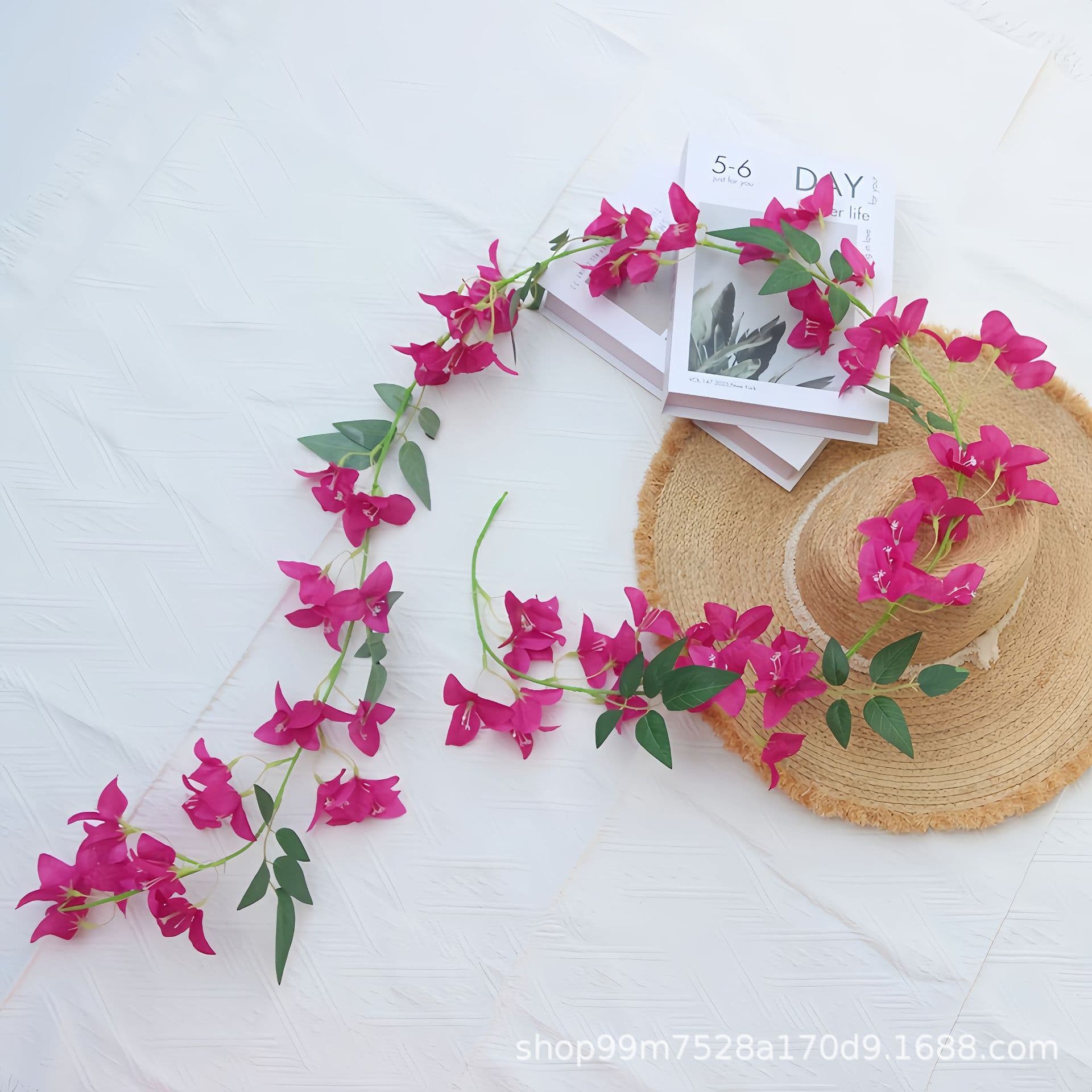 Artificial Bougainvillea Vine with Built-in Wire, Fake Flower Vine for Wedding Arch Decoration, Cross-border Hot Selling Silk Flowers