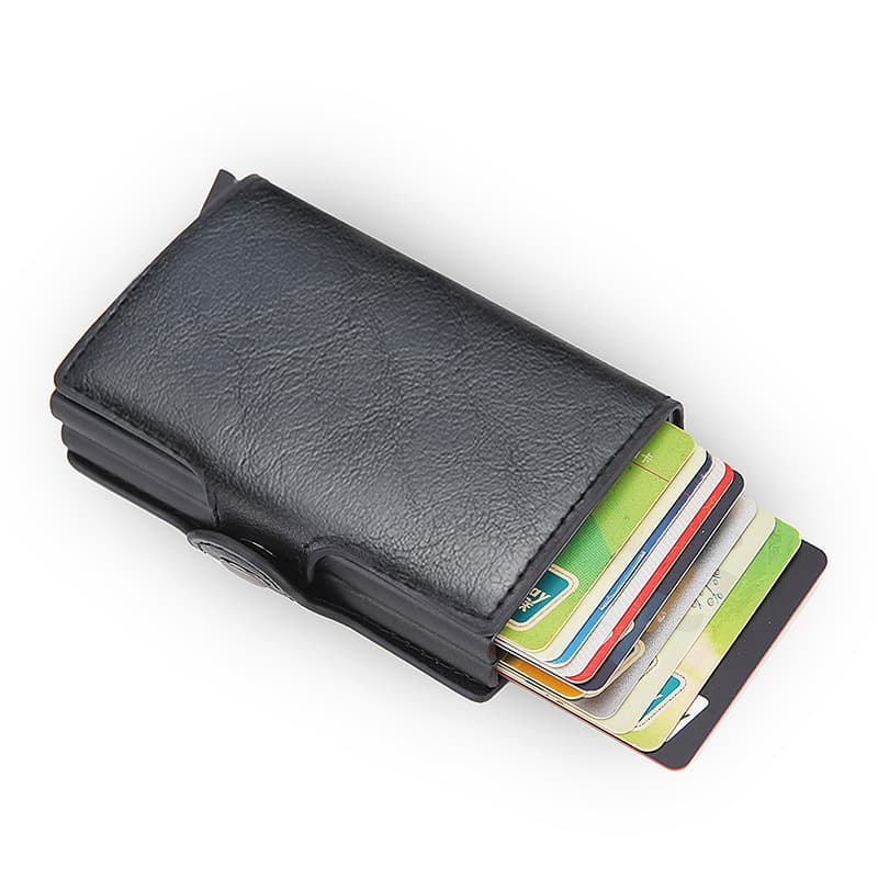 Leather Card Holder Wallet For Men Women Unisex Classic Style Multiple Card Slots Id Holder Compact Mini Size