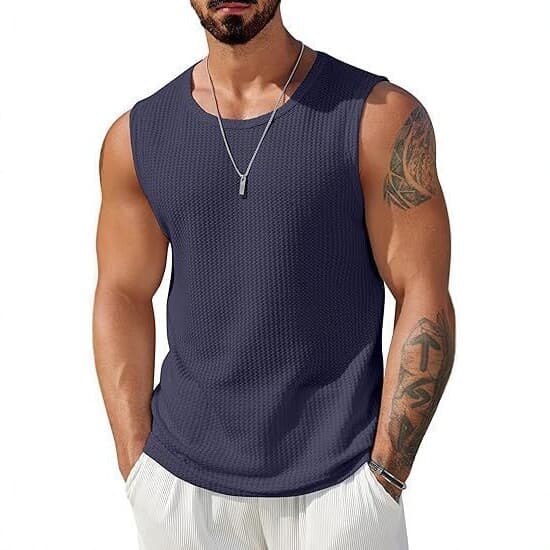 2026 Men's Summer Mesh Sleeveless Vest, Athletic, Breathable, Quick-Dry, Simple Solid Muscle Tank Top