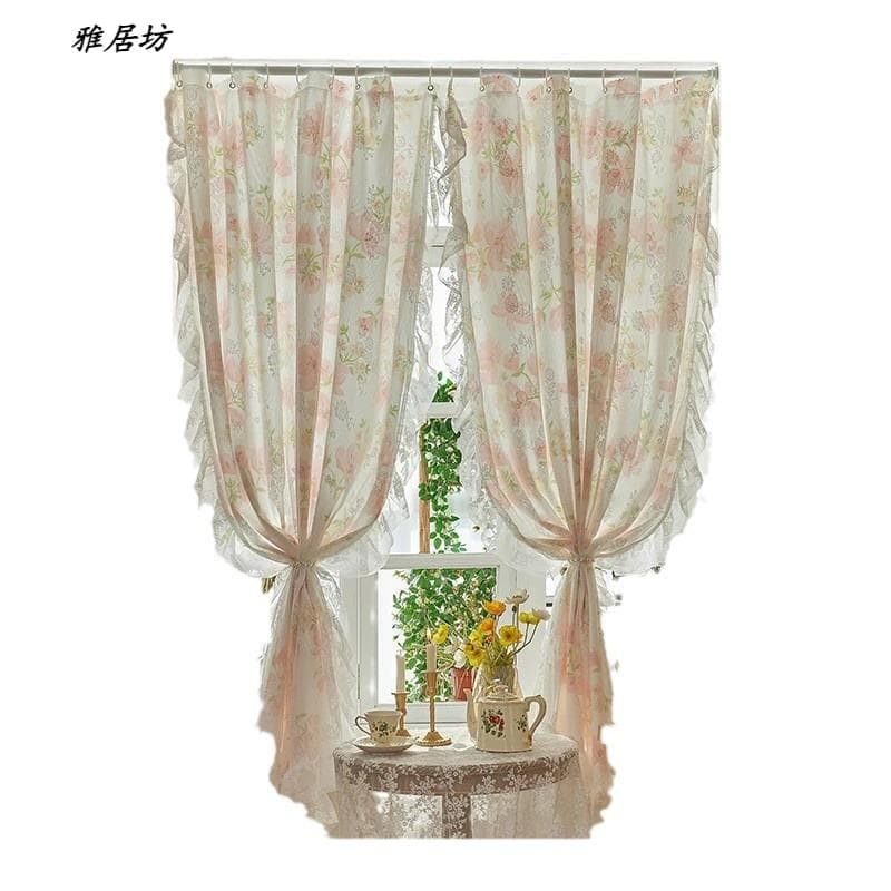 Curtain Sheer Transparent Light Not See-Through Living Room Bedroom Balcony Bay Window Shading Country Style Lace, 2025 New No Drill Installation