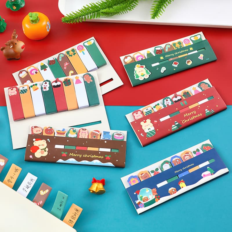 Cartoon Christmas index stickers, cute student high-looking handwritten labels, cross-border Christmas instruction labels, sticky notes