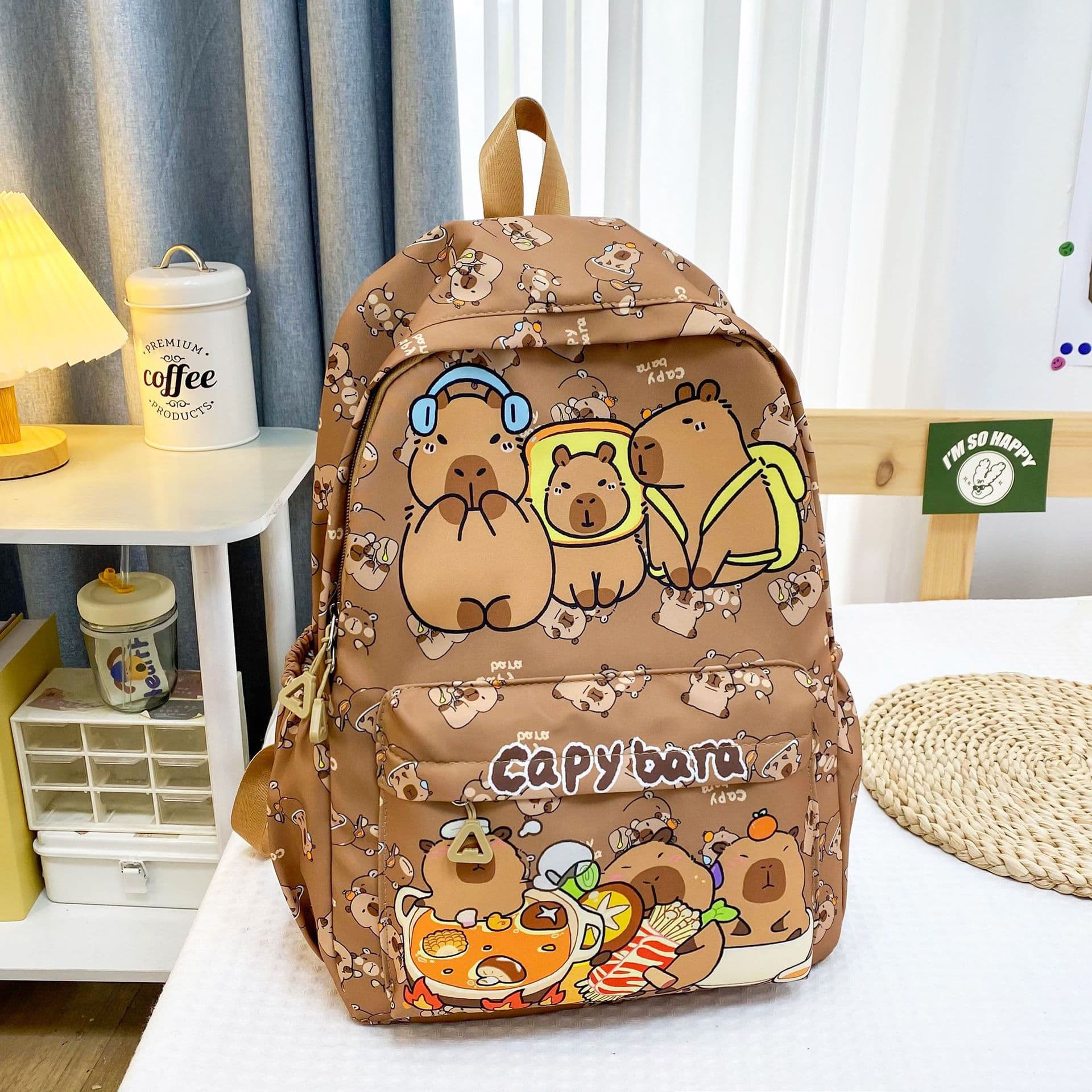 Capybara Backpack for Girls, Elementary and Middle School Students, Cute Lightweight Travel Large Capacity