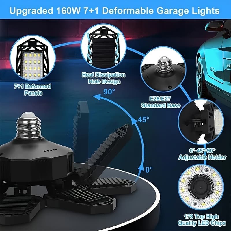 2026 Autumn/Winter Cross-border Foreign Trade New 10/4/2/1 Deformable 71-Panel LED Garage Light Bulb