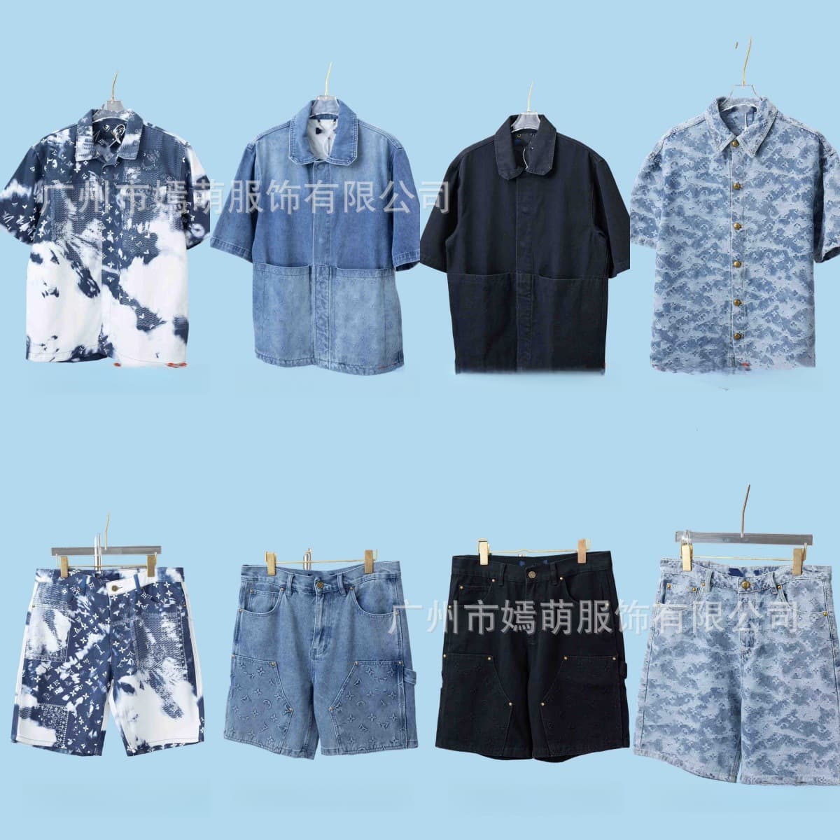 Cross-border. Correct version. Lujia.Gjia 26SS spring and summer new heavy industry workwear denim short-sleeved shorts
