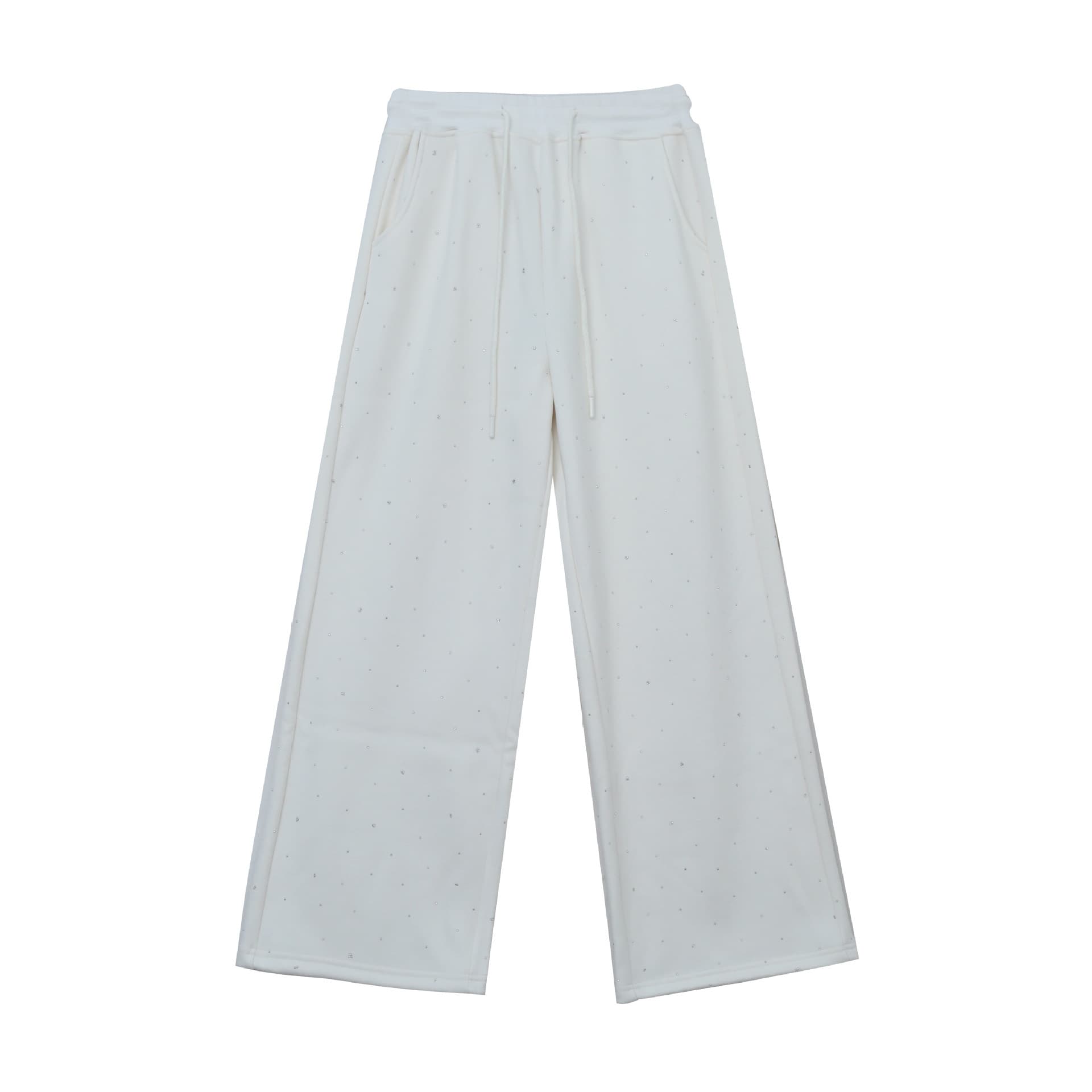 MJ562 Xuanchen slightly fat large size Korean style commuter style plus velvet casual wide-leg pants winter new fattened warm trousers