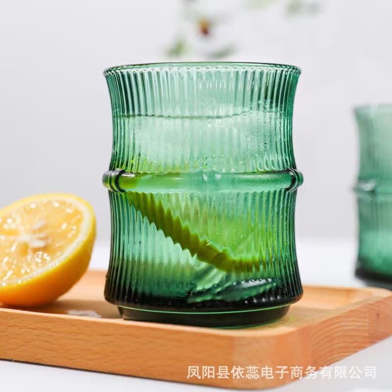 Lewishi Bamboo Knot High-Rise Glass Cup Set, Household Heat-Resistant Tea Water Cup, Creative Stackable, Genuine Wholesale