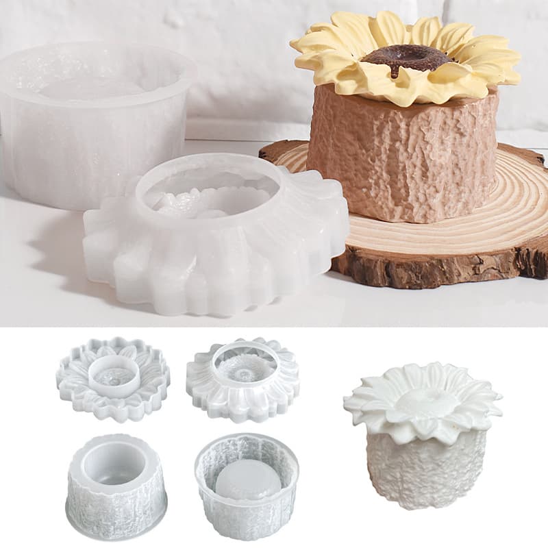 Sunflower sunflower scented candle cup silicone mold diy tree stump storage gypsum glue resin abrasive tool