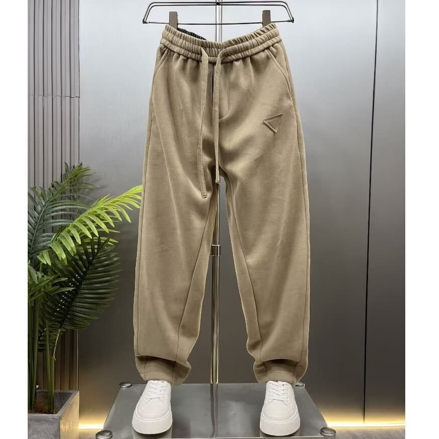 2024 Autumn/Winter New Casual Curved Knife Pants for Men, Korean Trendy Loose Straight Leg Pants, Simple Solid Color Sports Sweatpants