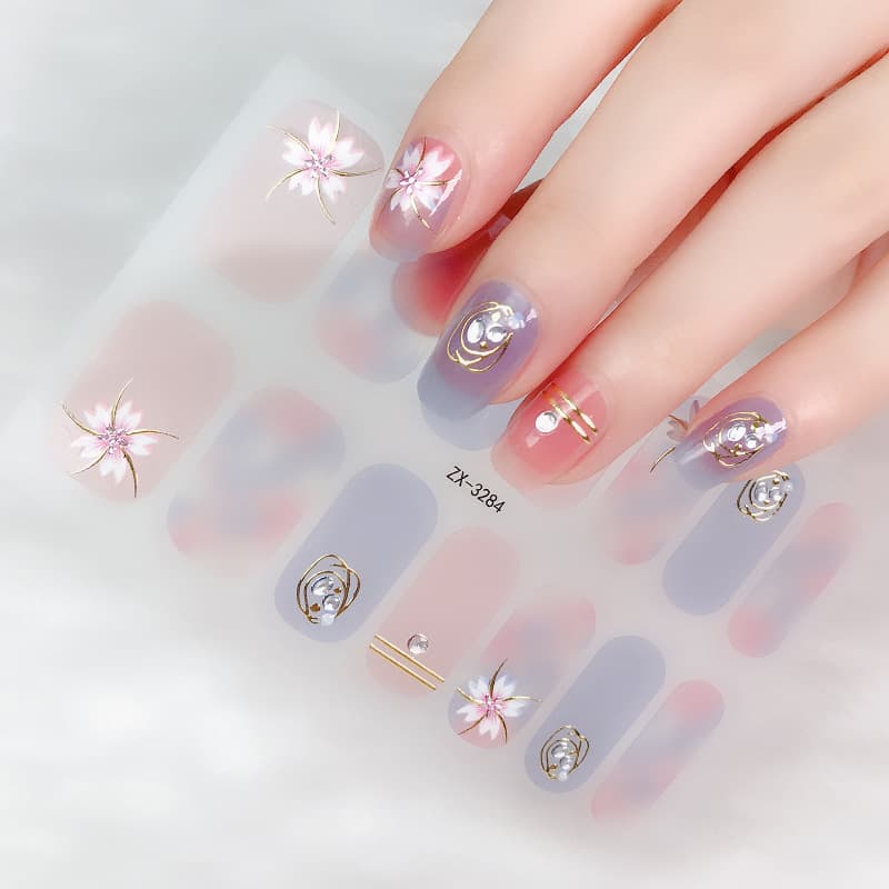 Waterproof Nail Art Stickers Tearable Nail Tips 5D Diamond Design Beauty Nail Patch 14 Finger Pack from Guangzhou China