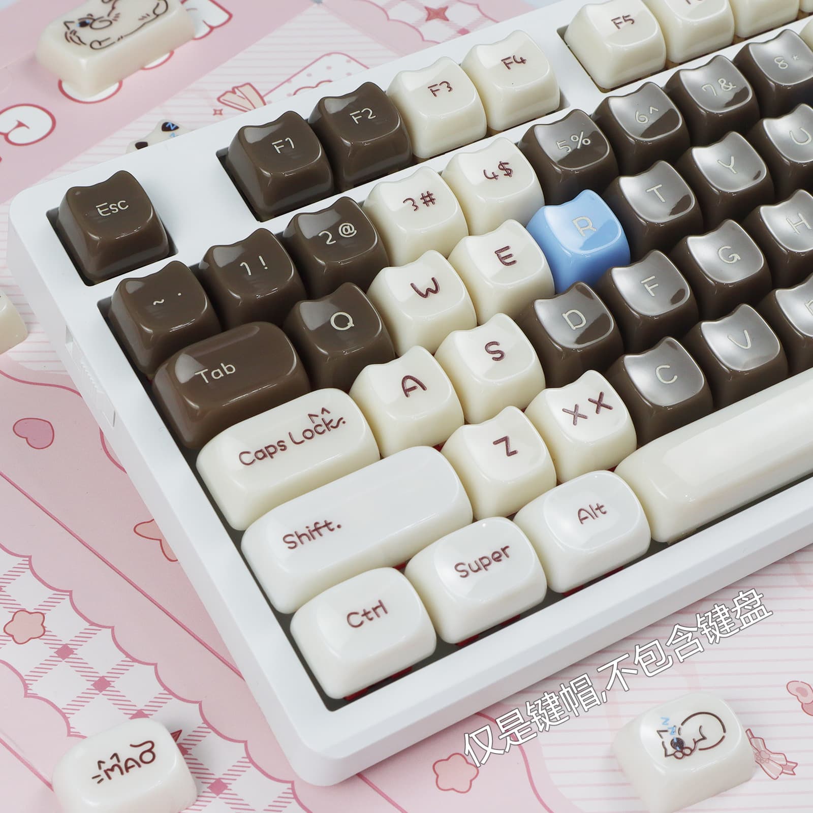 Cross-border Ragdoll Cat PC Mirror Keycap DIY Cute Girl Cartoon Cat Shape Cat Head Keycap Full Set Keycap