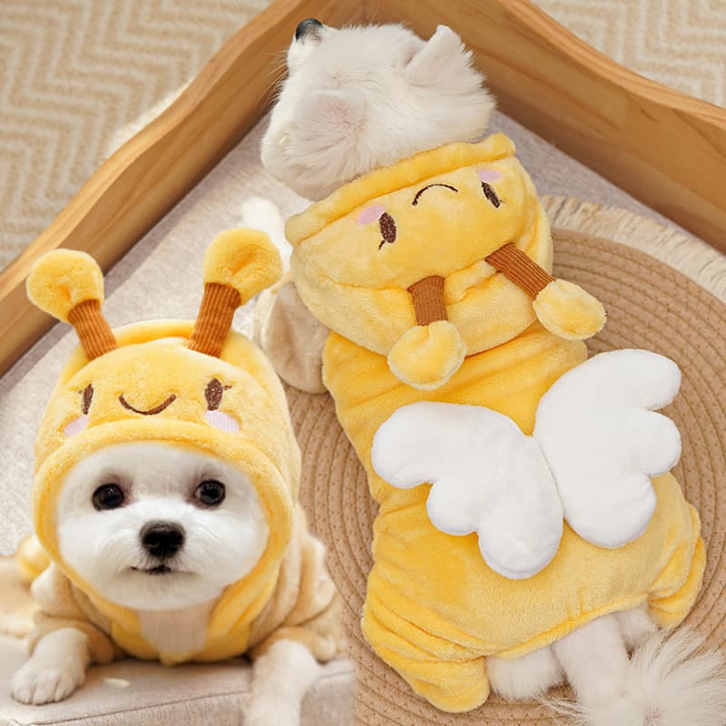 Winter Warm Dog Clothes Pet Clothing for Cats Teddy Bichon Frise Four-Legged Anti-Shedding with Leash Hole