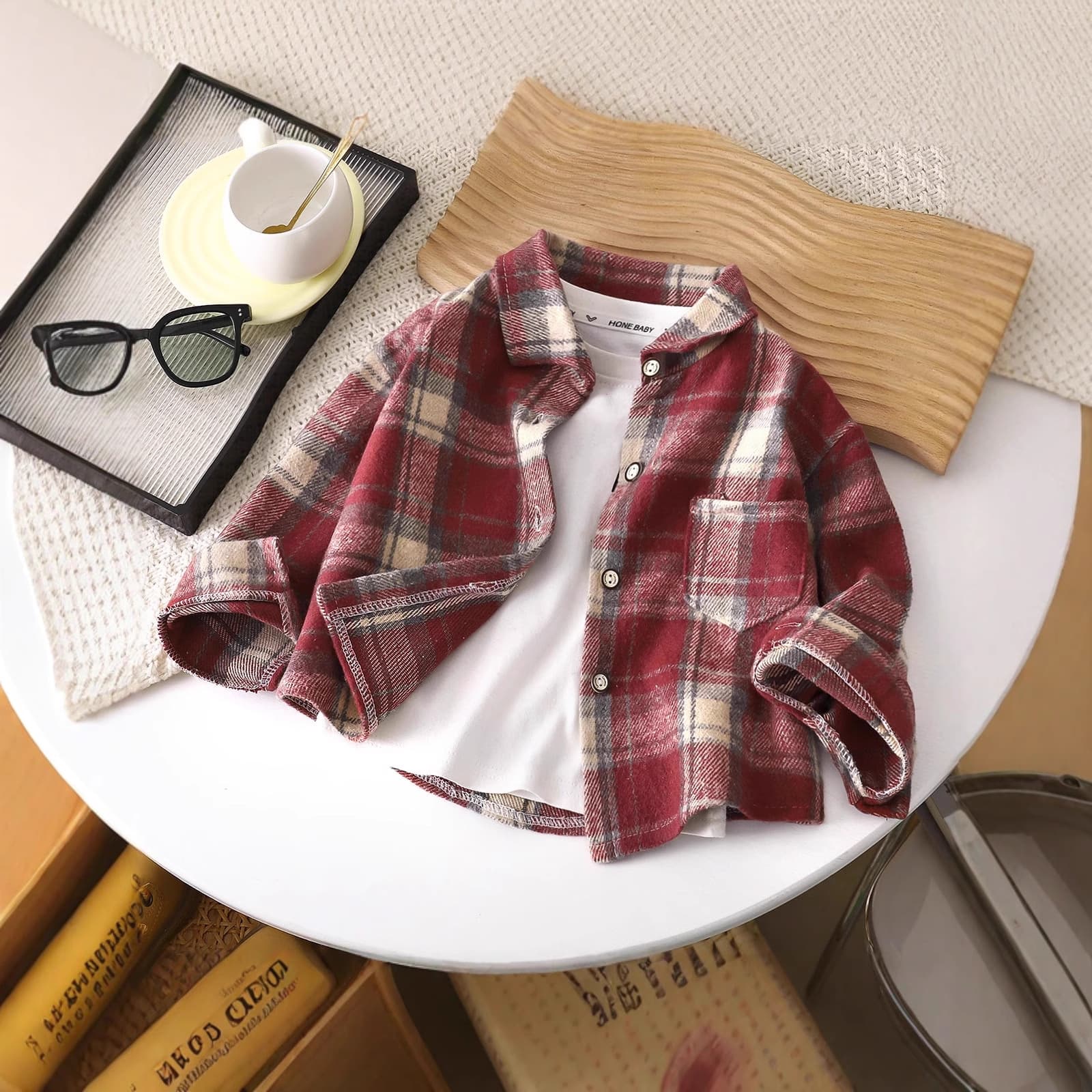 Boys' Long Sleeve Plaid Shirt Autumn Style Children's Color-Block Collared Top Cardigan Coat Girls Wholesale