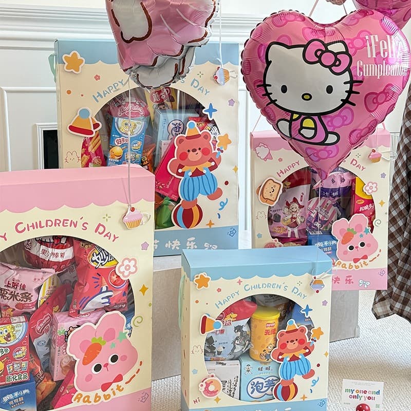 Children's Day Window Cartoon Snack Packaging Box Portable Gift Gift Bag Gift Packaging Materials Wholesale
