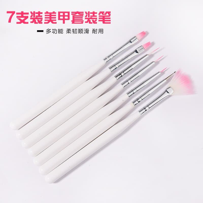 Nail Art Brush Set - 7-Piece Carving, Lining, Dotting, and Fan Brushes for Nail Painting Tools