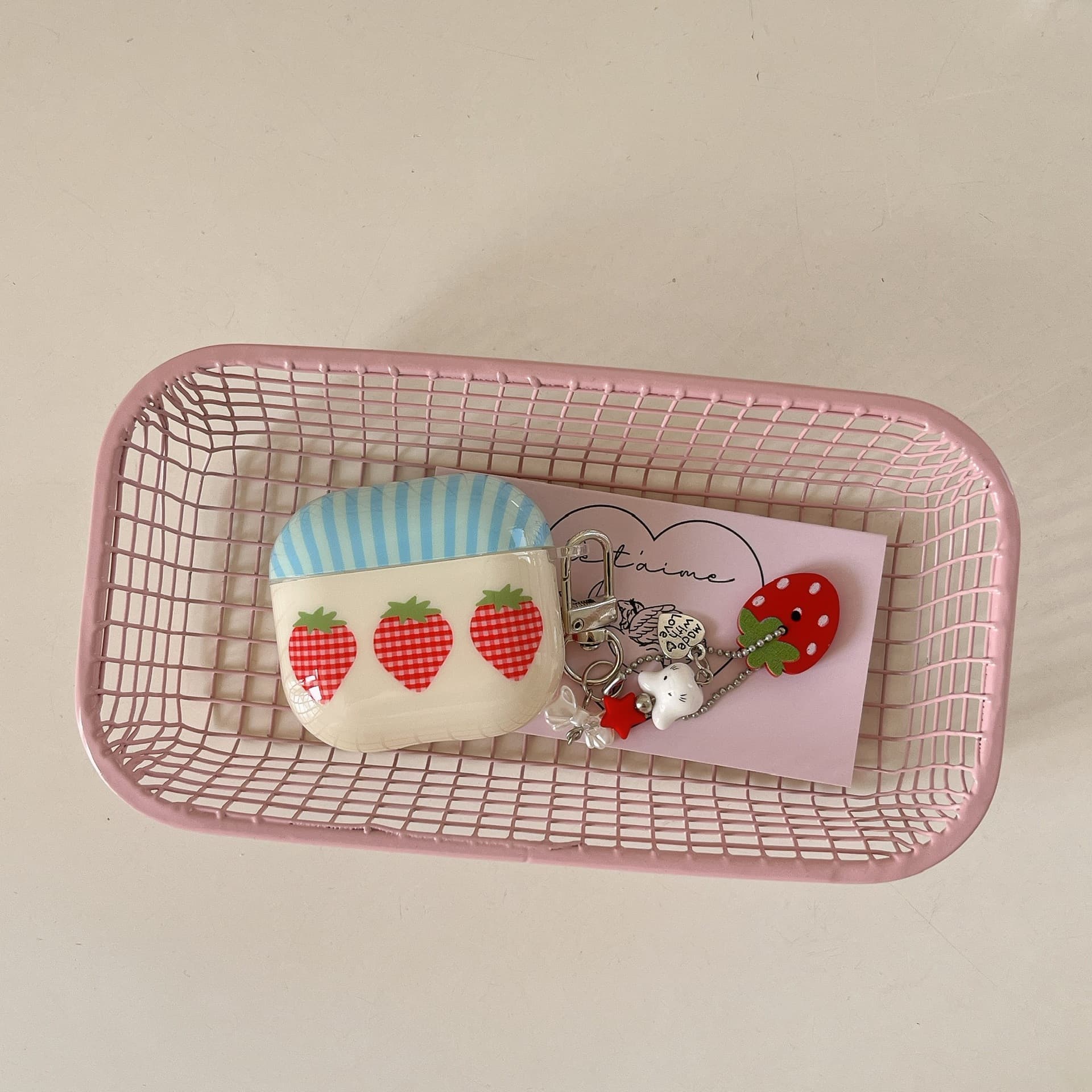 Blue Stripe Strawberry Compatible with Apple AirPods 4th Gen Case Pro3 2025 Headphone Case 2022 New Wireless 2
