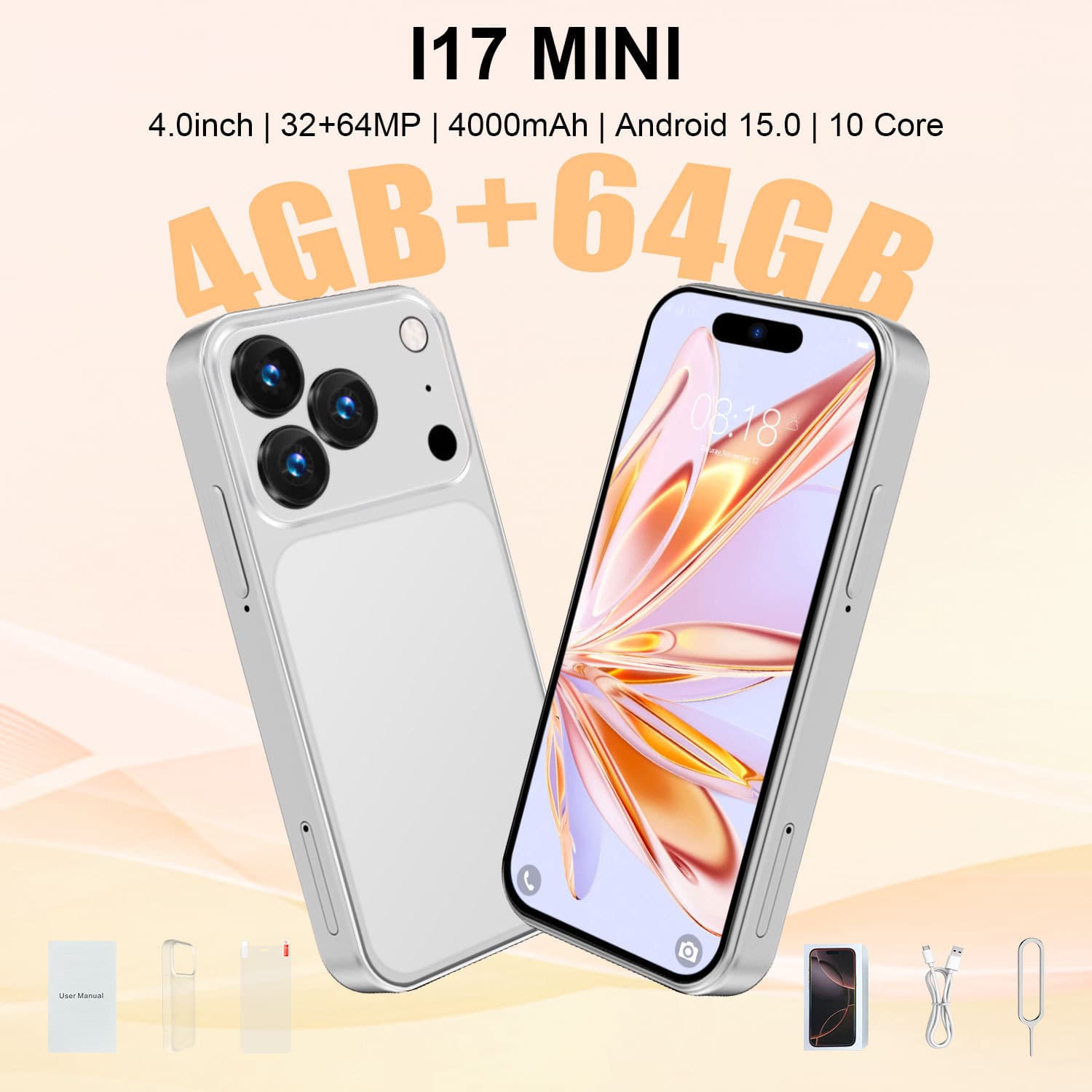 Cross-border i17Mini smart mini phone 4+64G Android mini phone source manufacturer TK Amazon dropshipping