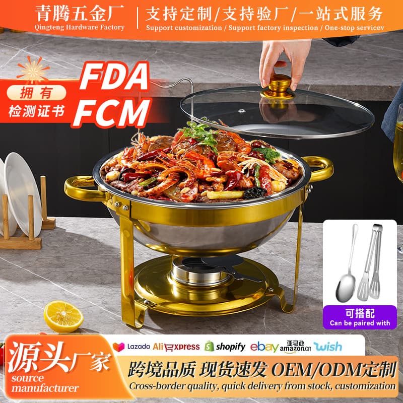 Strictly Selected Stainless Steel Buffet Chafing Dish Round Small Hot Pot Alcohol Chafing Dish Removable Hotel Restaurant Food Warmer