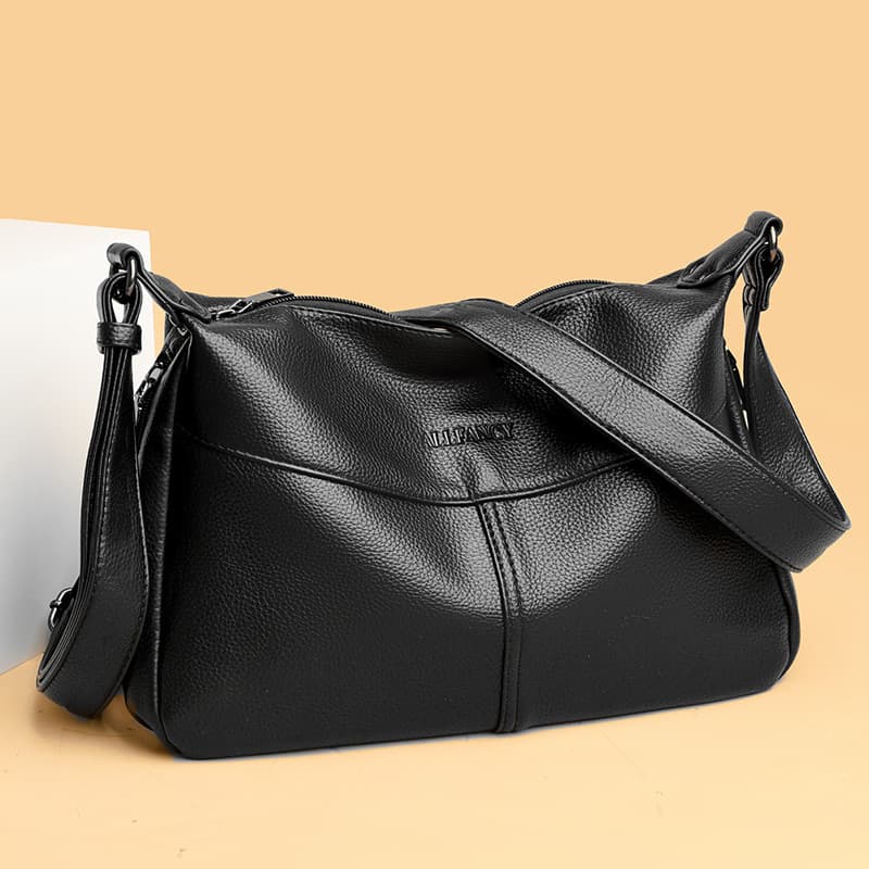 High-grade Lychee Pattern Crossbody Bag for Women 2023 New Style Shoulder Bag Fashionable Middle-aged Mother Bag Large Capacity Satchel