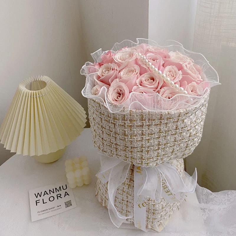 Korean Style Wavy Tulle Ruffle White Black Floral Wrapping Paper Bouquet Material Pack Flower Netting Rose Mesh Floral Art