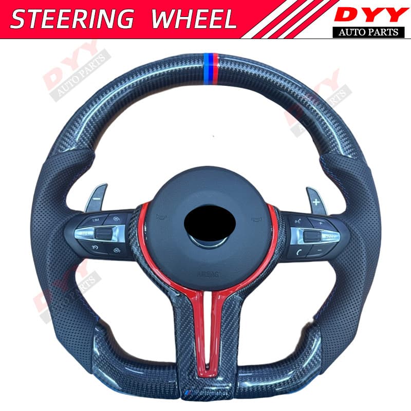 For BMW F10 F30 F20 Real Carbon Fiber with Airbag Full Leather Steering Wheel Modification T-shape Carbon Fiber Steering Wheel