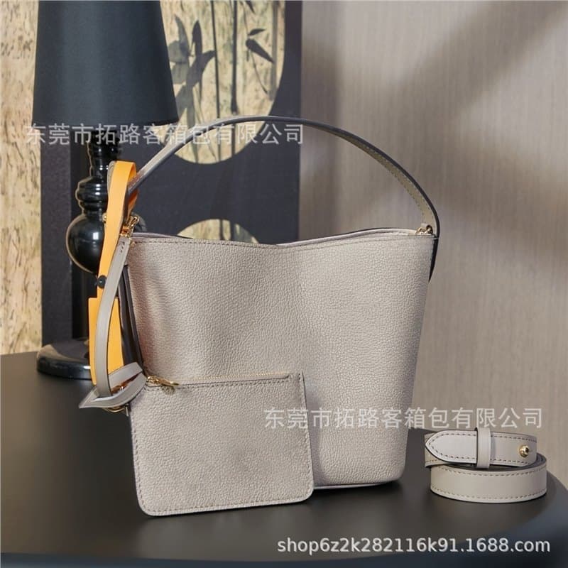 M&LV Lujia big brand old flower full leather aiiinbb elephant gray bucket bag handbag single shoulder crossbody bag for women