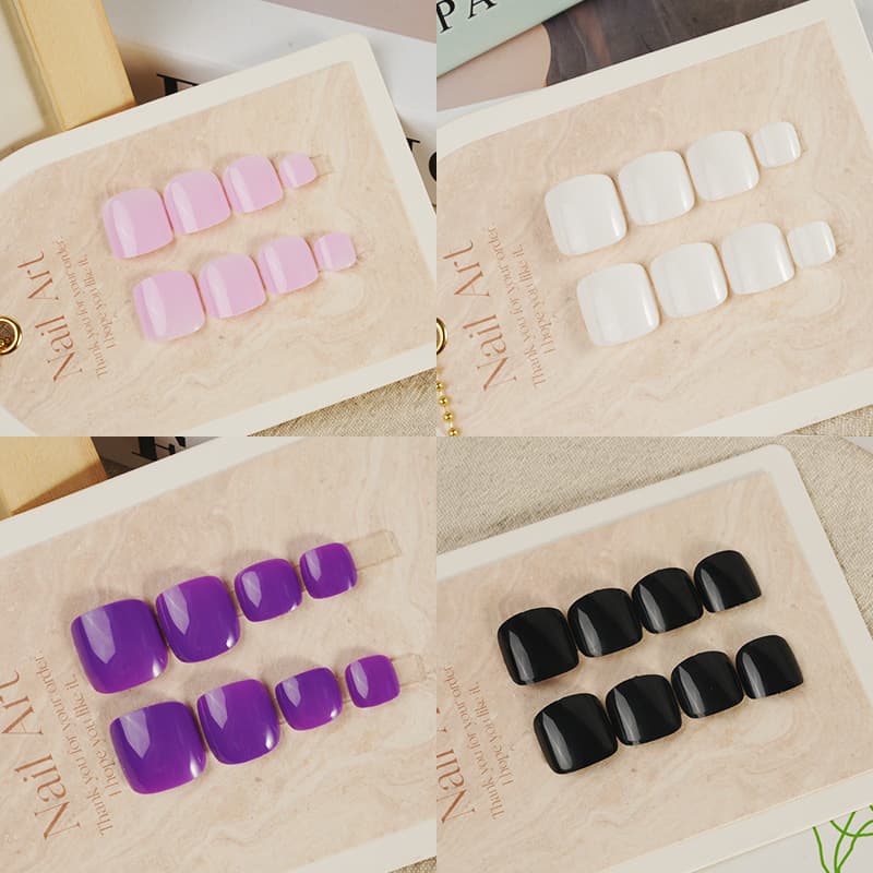 Wearable foot nails, simple solid color, rectangular, removable, wearable manicure, versatile foot nails for daily commuting
