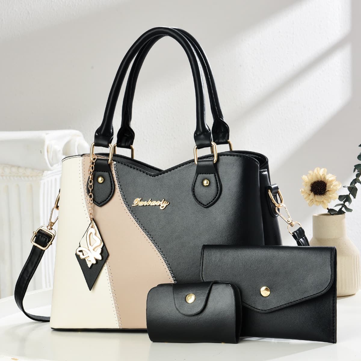 Cross-border 2025 new fashion contrasting color handheld women's bag texture light luxury single shoulder practical large capacity simple bag for women