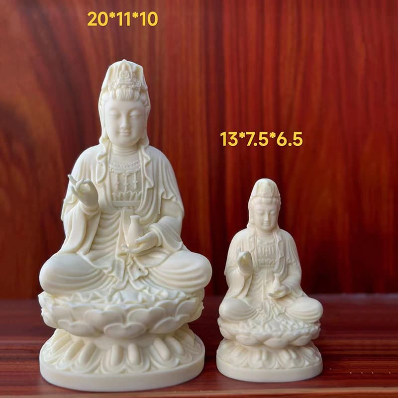 Ivory Nut Carved Guanyin Bodhisattva with Pure Vase Wood Carving Art Craft Buddha Statue Home Living Room Car Decoration Wholesale