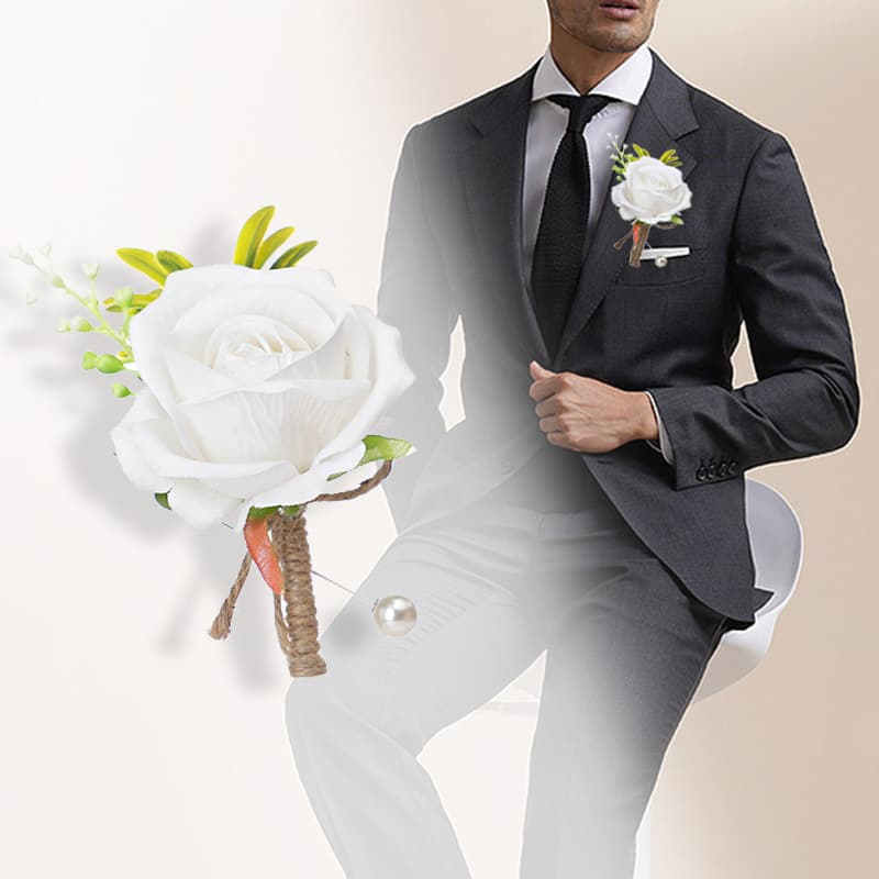 Bridal wrist flowers with simulated rose hand strings, tie-on style silk flowers, wedding ball wrist flowers wholesale.