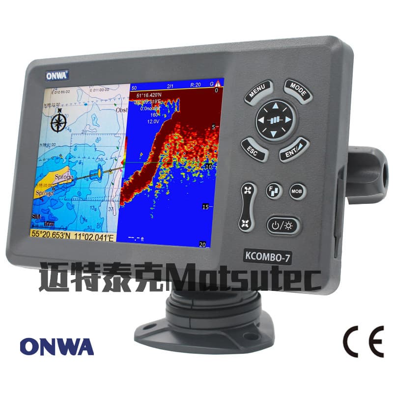 ONWA KCombo-7 7-inch Marine GPS Fish Finder Combination Sensor Color LCD GPS Plotter