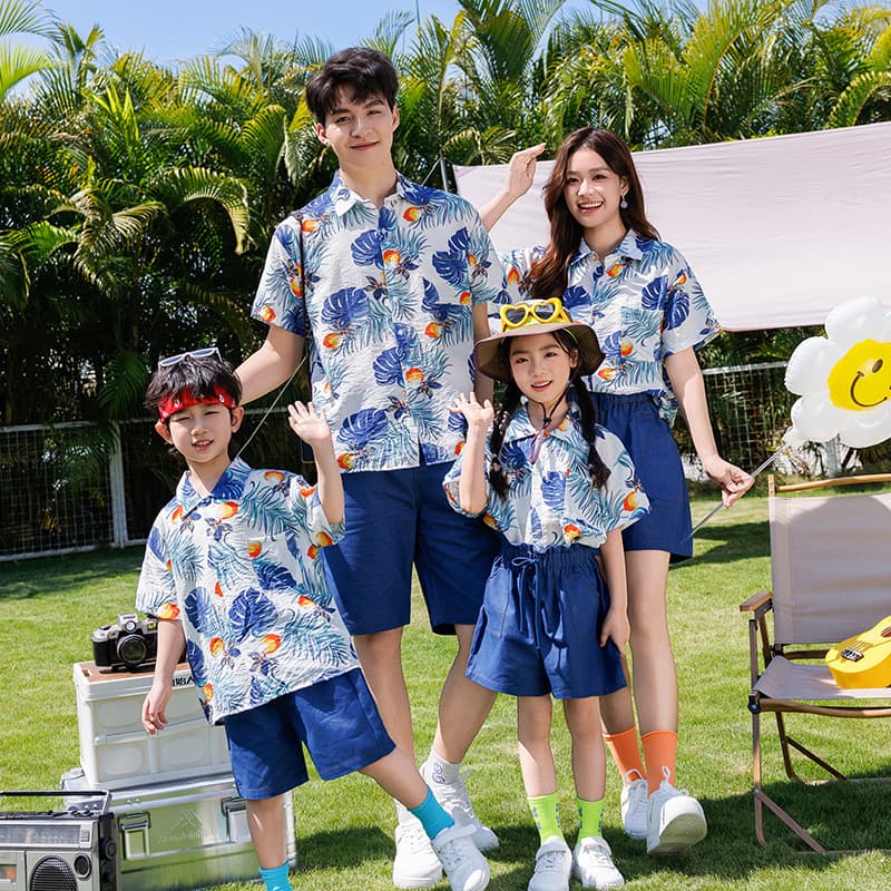 Family Matching Summer Outfits for 3 or 4, Mother-Child and Father-Child Sets, Premium Family Vacation Wear