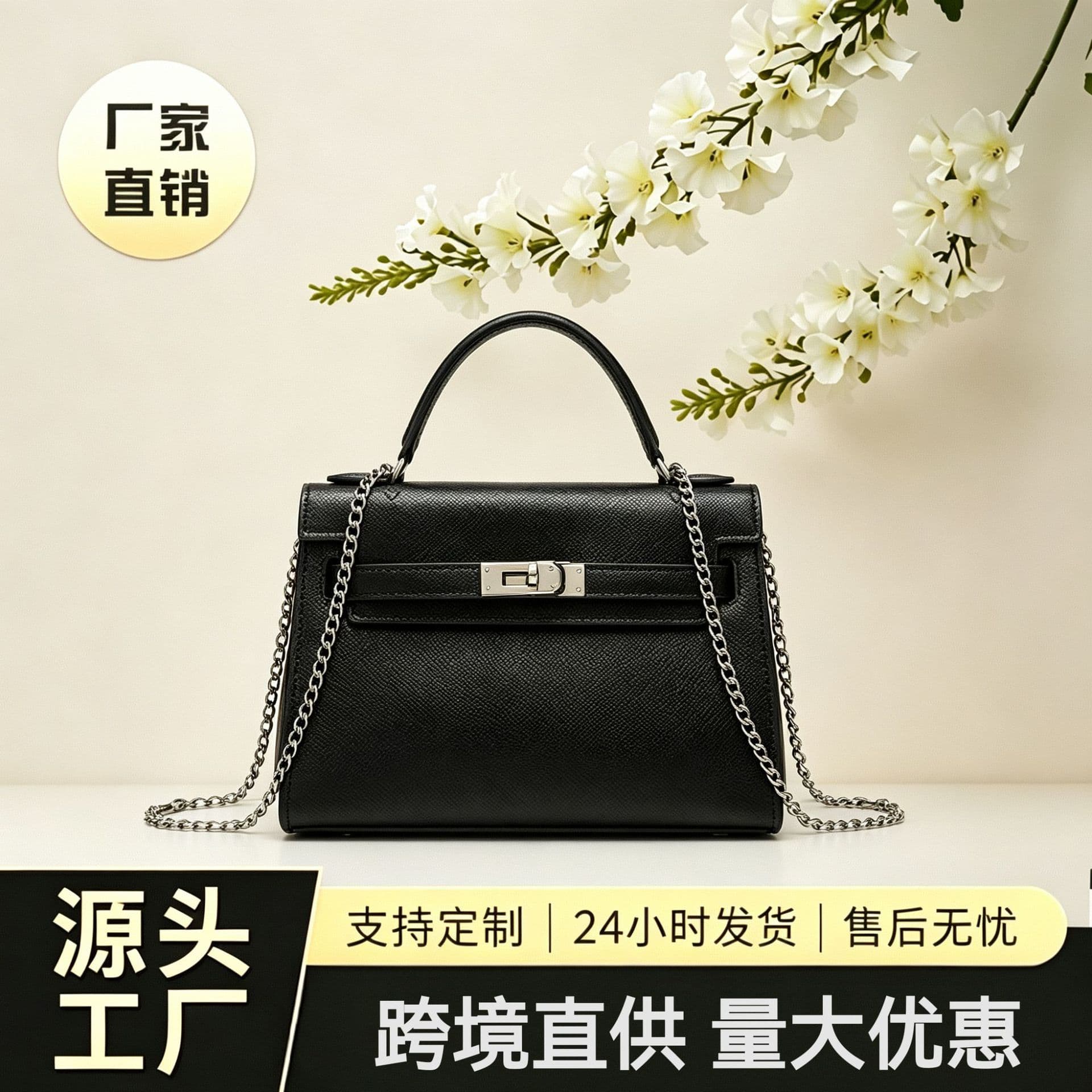 2026 New Genuine Leather Mini Kelly Bag with Palm Grain, Fashionable Shoulder Crossbody Handheld Small Bag for Women
