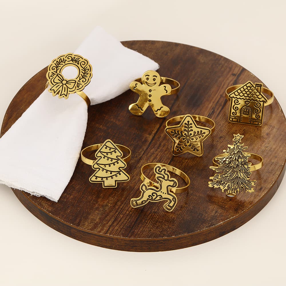 New Christmas theme napkin ring hotel tableware decoration napkin buckle elk Christmas tree holiday cloth ring