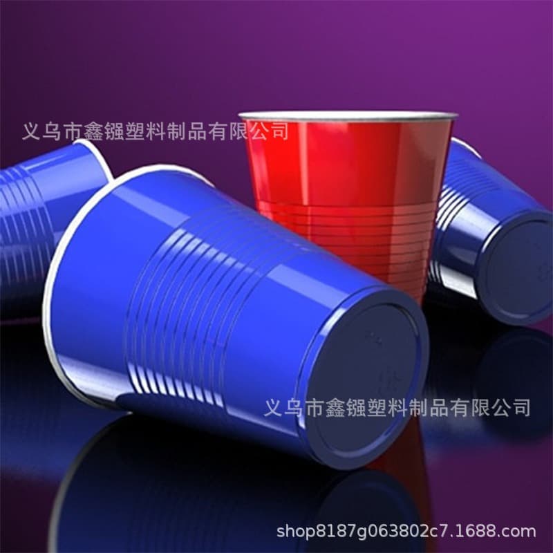 Disposable Plastic Cups Double Layer Rectangular Set 16oz Two-Tone Cups Beer Pong Game Cups