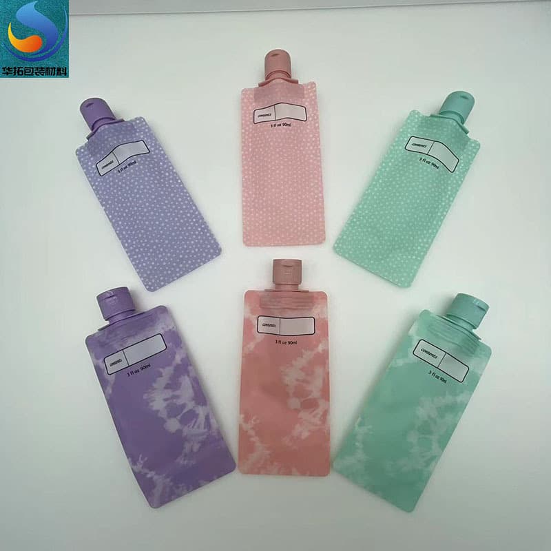 Wholesale ready-to-ship travel portioning bags, cosmetic lotion/shower gel plastic 90ML matte flip-top convenient spout bags