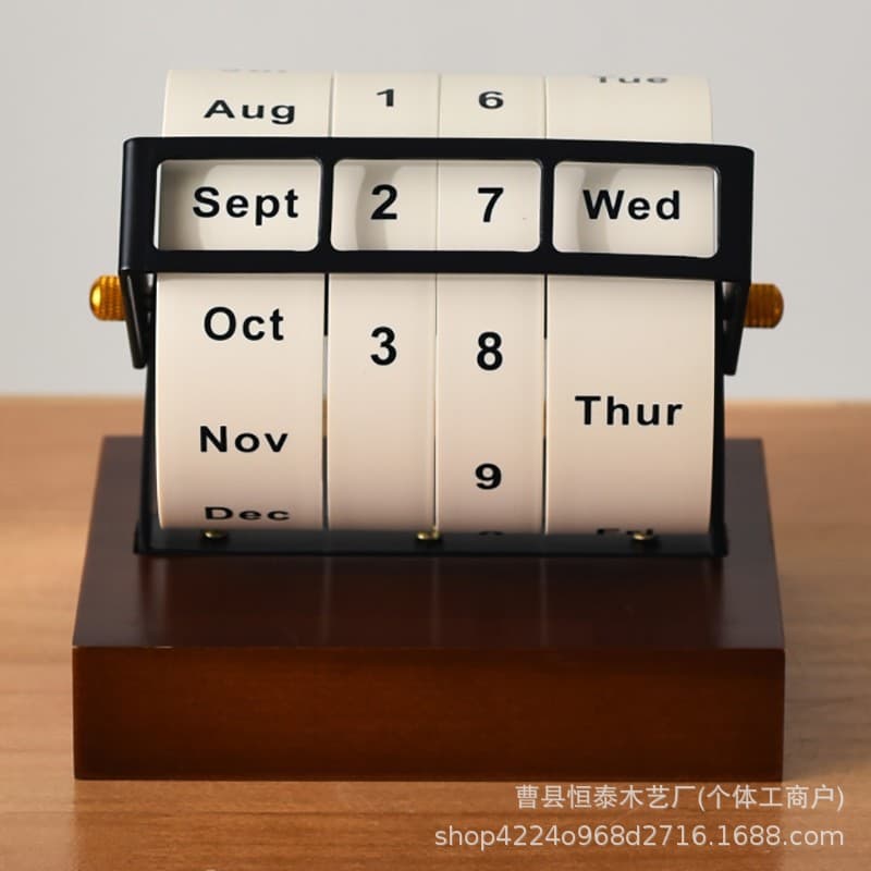 Cross-border Wooden Perpetual Calendar Desktop Ornament Calendar Stand New Year Countdown Calendar Home Desk Calendar Decorative Ornament