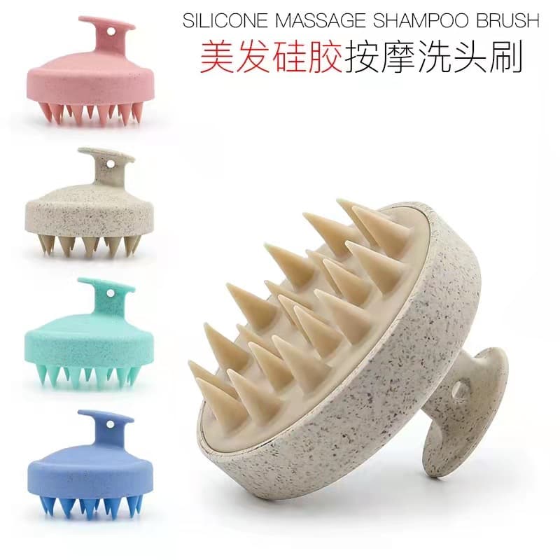 Cross-border popular silicone shampoo brush Amazon wheat straw shampoo brush cross-border home massage shampoo and conditioner silicone