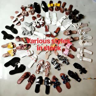 Stock Large Size African Slippers One-strap Flat Slippers Assorted Buckle Hardware Plain Craft Slippers Sequin Metal Buckle Sandals