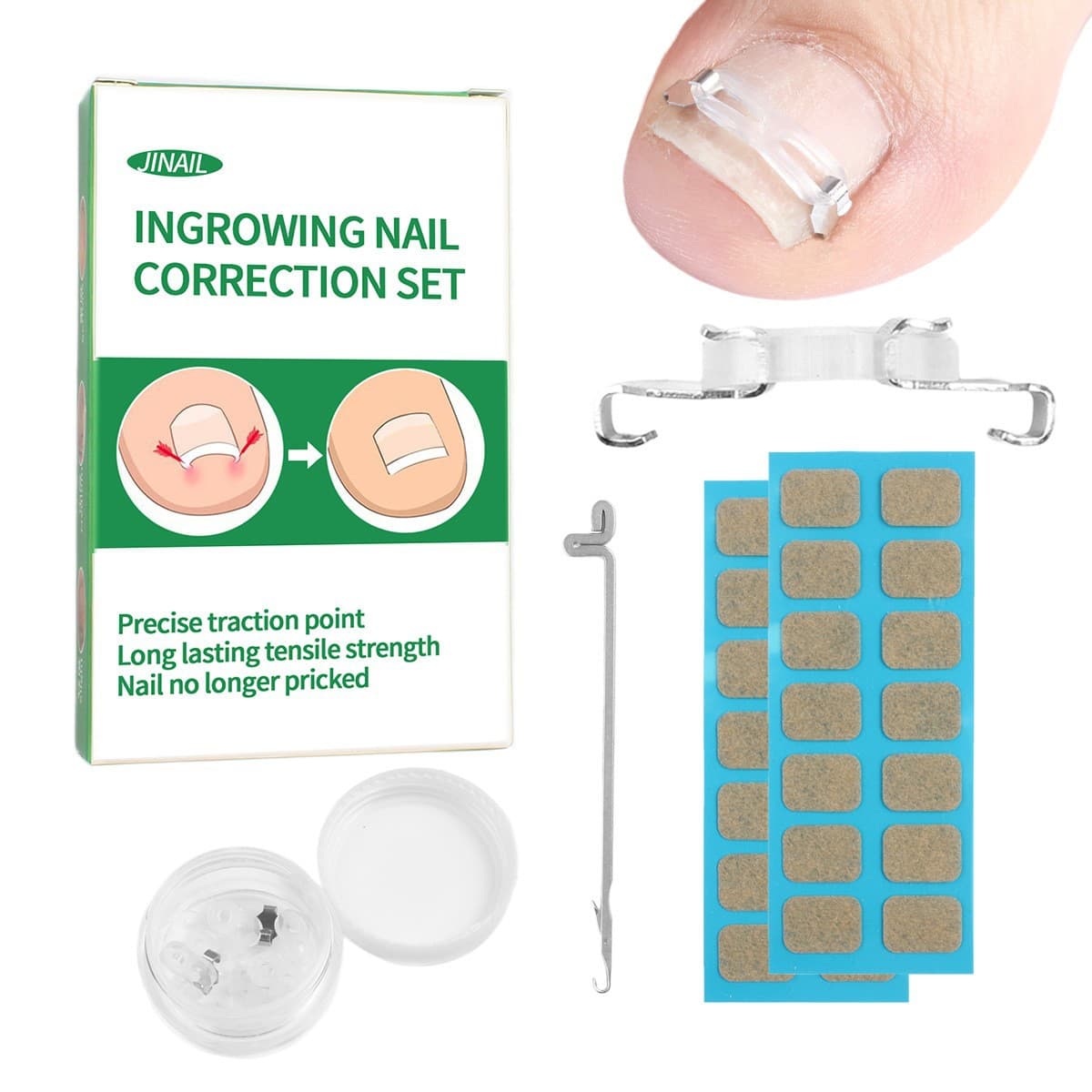Ingrown Toenail Correction Tool for Curved Nails and Nail Grooves - Straightening Patch for Toenails Growing into Skin