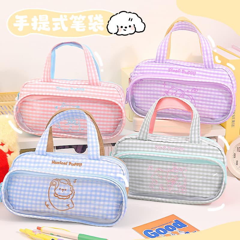 New Stylish Girl Pencil Case Handheld Pencil Pouch Cute High-Capacity Stationery Bag Essential Learning Supplies