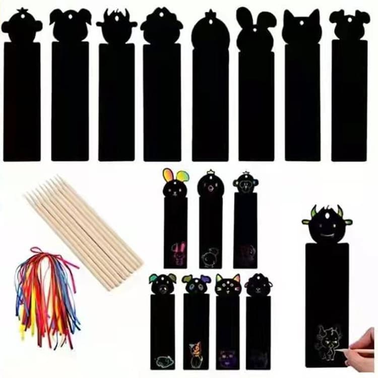Manufacturer Wholesale Animal-themed Bookmark Scratch Paper, Creative DIY for Children's Christmas, Easter, Halloween Scratch Art