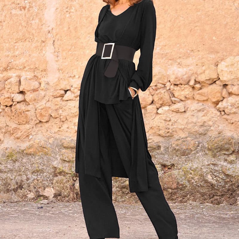 FD1136 In Stock 2025 Fall New Women's Casual Set V-Neck Sleeveless Cardigan Straight Leg Pants 3-Piece Set