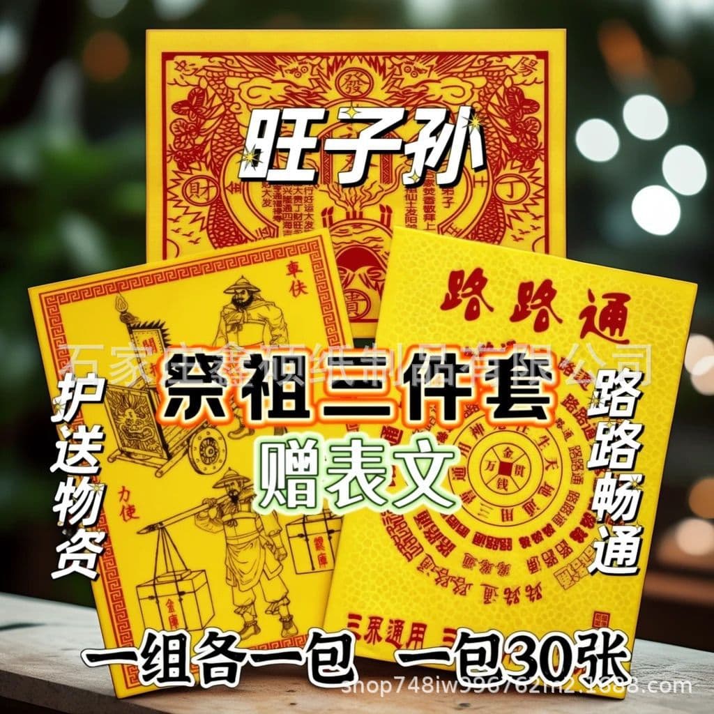 Ancestor worship, fire offerings, cart drivers, strongmen, and other auspicious items for good fortune and blessings – a traditional folk custom.
