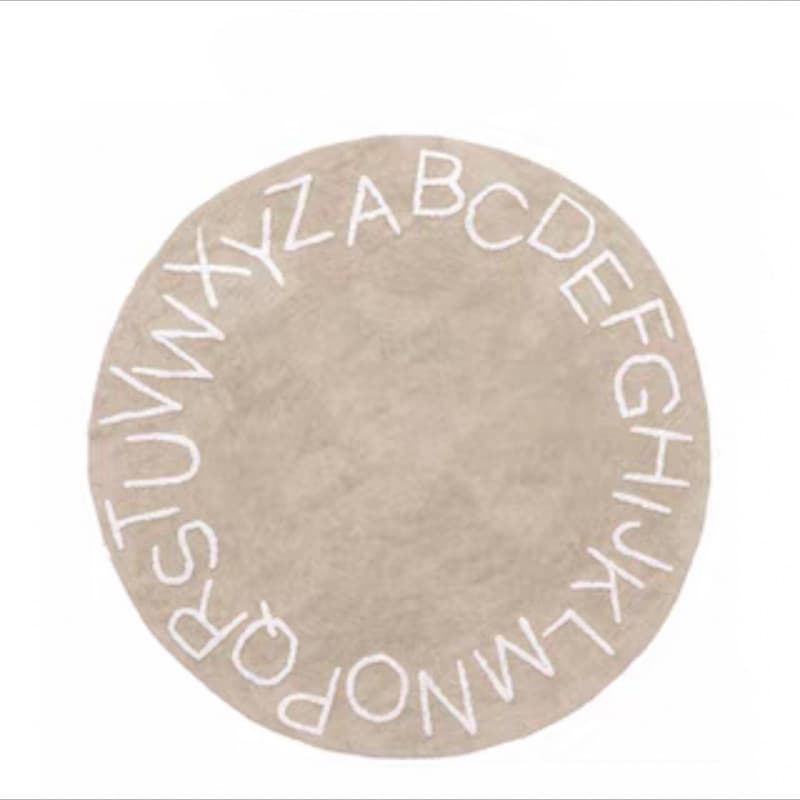 Cross-Border Minimalist Letter Round Imitation Cashmere Carpet, Home Room Decorative Soft Bedside Rug, Factory Dropship